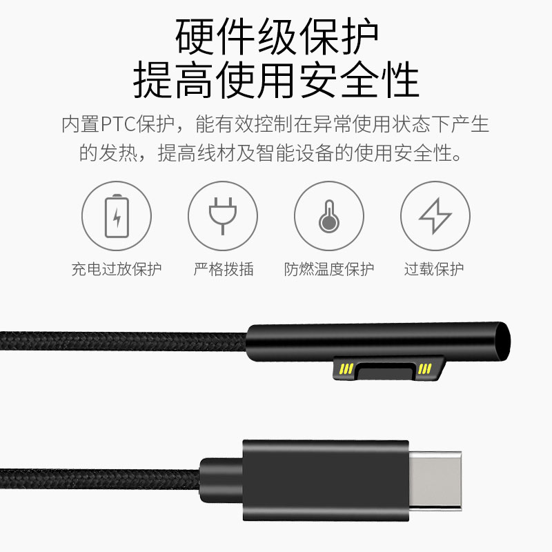 15V4A快充充电线60W适用于微软Surface Pro9/8/7/6系列便携闪充充电器兼容Book/Laptop3笔记本电脑快充-图0