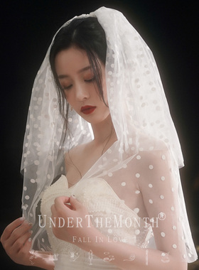 白色短款超仙森系拍照女简约头纱