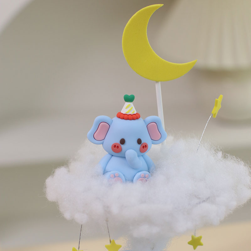 小飞象蛋糕装饰摆件网红卡通可爱动物小象梦幻云朵儿童生日派对 - 图1