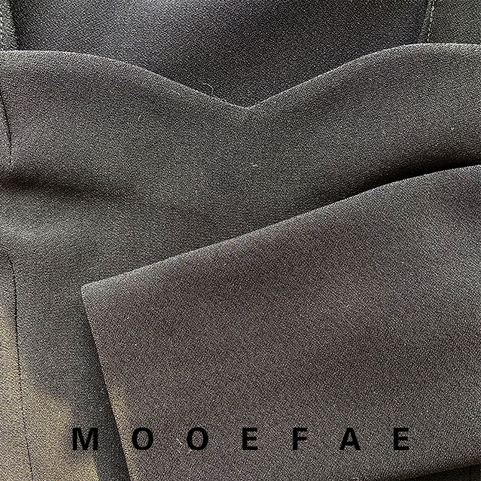 MOOEFAE|2020年秋冬新款弹力针织抹胸修身优雅黑色连衣裙