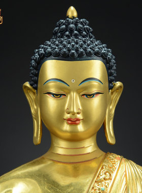 全鎏金释迦牟尼铜雕像装饰品摆件