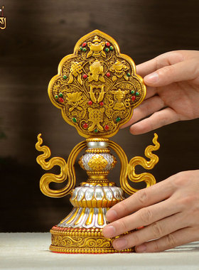 藏老喵树脂八供品八吉祥总集摆件