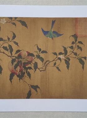 名画复制品李迪蟠l桃青鸟图卷工笔画花鸟画国画艺术微喷临摹装饰