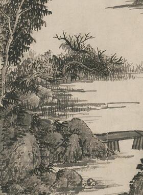 高清彷真清代吴历彷吴镇夏山雨霁图国画水墨E山水画艺术微喷装饰
