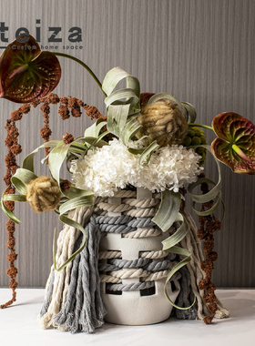 Oteiza现代简约几何白色陶瓷花器干花花艺插花花瓶样板间客厅摆件