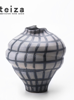 Oteiza创意手绘水墨花纹艺术陶瓷花瓶摆件酒店样板间客厅花器摆设