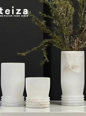 Oteiza轻奢现代白色云石花器样板间售楼处大理石摆件艺术品装饰品