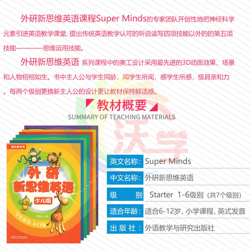 外研新思维英语少儿版 入门级/1/2/3/4/5/6级学生用书和练习册 原版Super Minds小学生英语教材 国内点读版 单词语法词汇书籍 - 图3