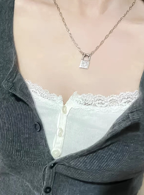 轻奢ins风新款精致银色锁头吊坠