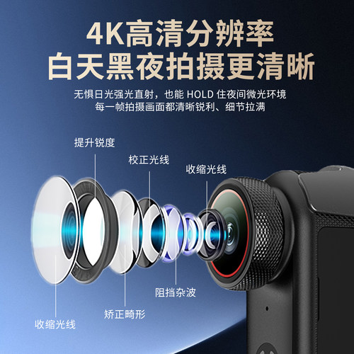 vlog防水4K运动相机摩托车行车记录仪摄像拇指360全景视角GO2防抖 - 图0