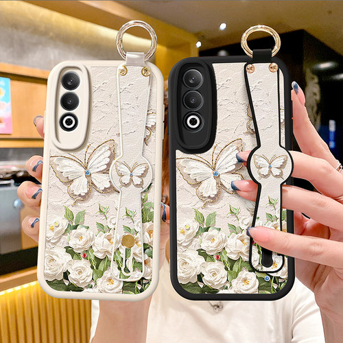 适用oppo k12手机壳新款findx5pro油画蝴蝶k11x腕带挂绳Findx3斜挎背带k10活力版k12x硅胶k9s外壳保护套pro女 - 图1