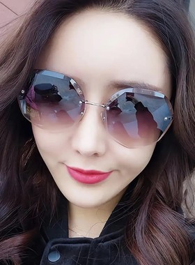 法密韩2025新款多边无框切边墨镜女韩版潮圆脸复古原宿风个性潮流