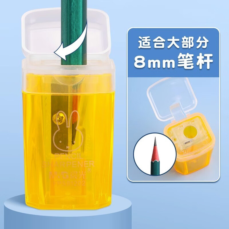 晨光米菲彩色迷你小号卷笔刀大容量糖果色可爱卡通削笔机小学生文具用品转笔刀翻盖式护手透明削铅笔刀削器 - 图0