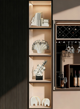 轻奢高档酒柜套装摆件高级感