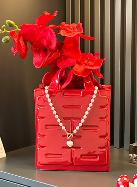 结婚礼物双喜手提袋摆件