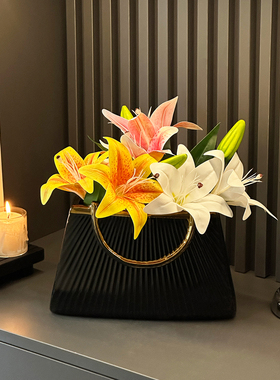 艺术手提袋花瓶摆件高级感轻奢