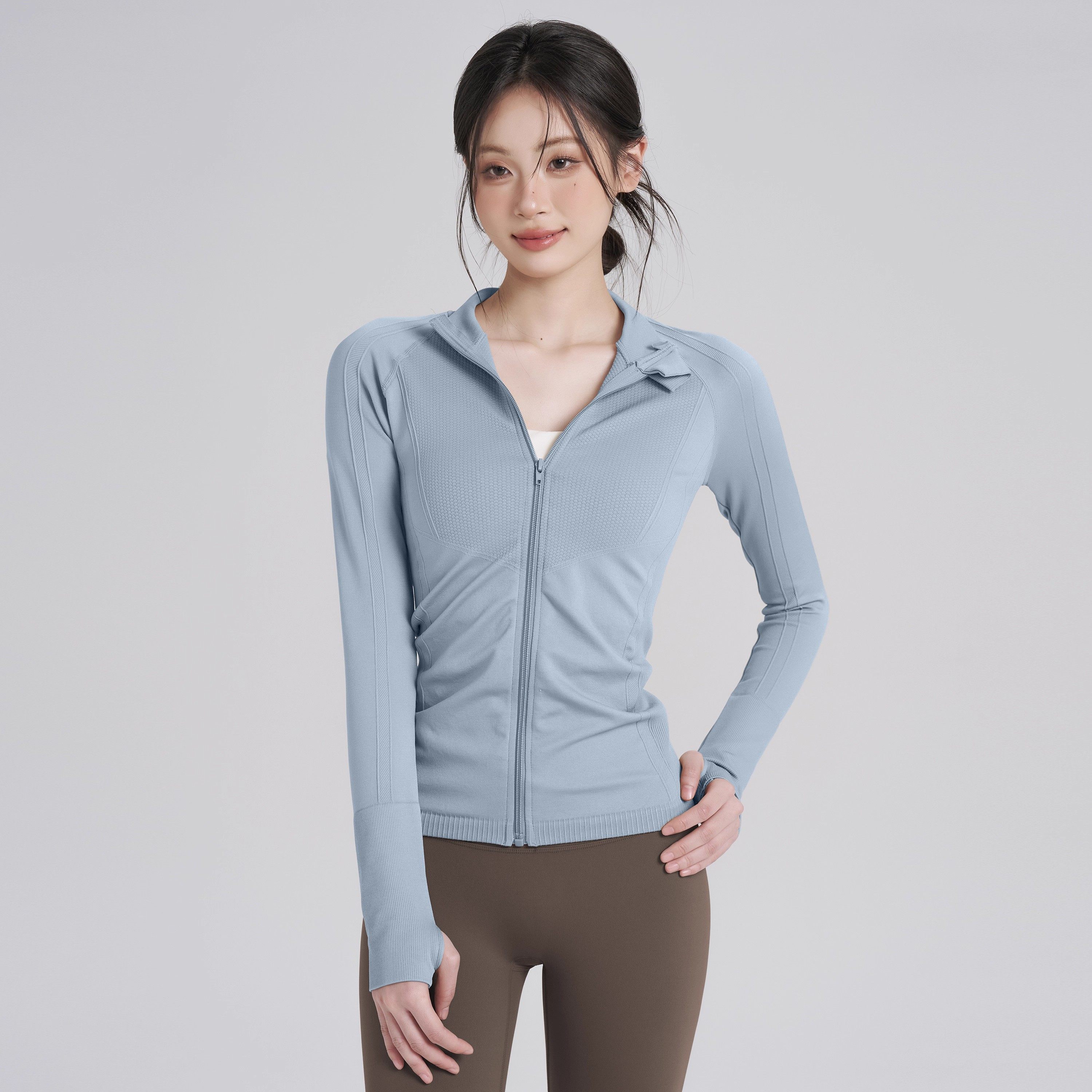 LULU VURU无缝运动瑜伽服外套女立领拉链显瘦普拉提健身长袖上衣,淘宝优惠券,粉丝福利购,淘宝优惠卷