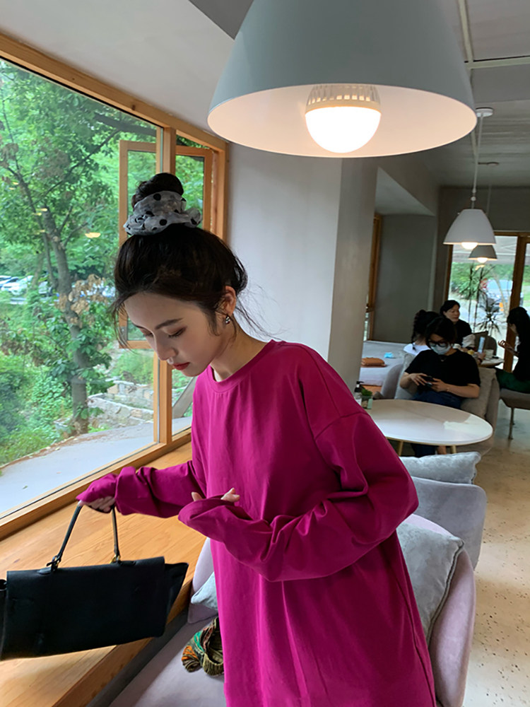 火龙果色长袖2020年新款秋季t恤 维洛妍T恤