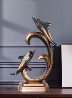 RJGH树脂吉祥现代客厅玄关海豚