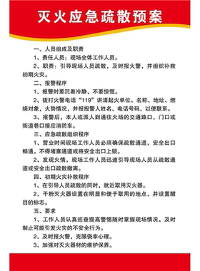 灭火应急疏散预案海报消防安全宣传装饰带背胶贴画墙贴纸kt板