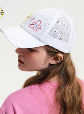 SEE YOU at PIZZA 帽子女2026新款小清新花朵刺绣鸭舌帽658968