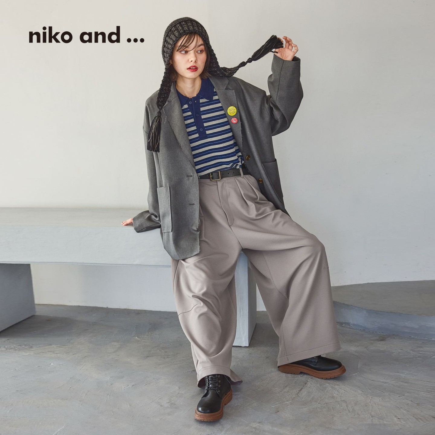 niko and ...POLO衫女2025冬季新款休闲慵懒条纹长袖上衣592295,淘宝优惠券,粉丝福利购,淘宝优惠卷