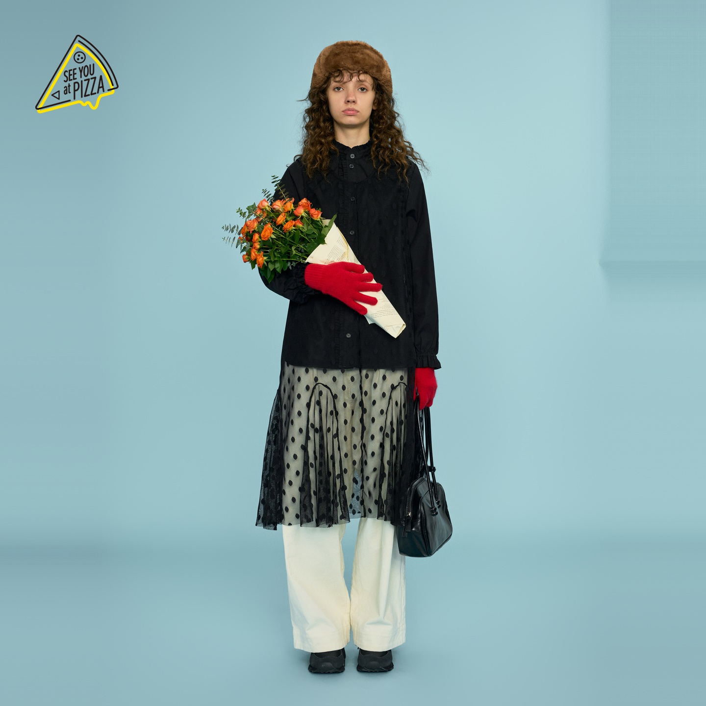 SEE YOU at PIZZA罩衫女24冬季新款时尚波点气质叠穿无袖衫249561 - 图1