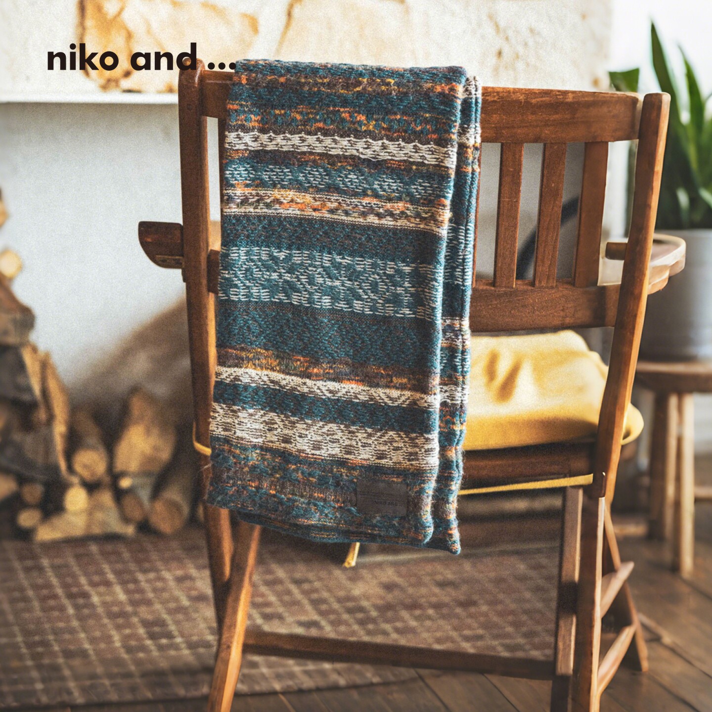 niko and ... 围巾2025秋冬新款日系条纹费尔岛提花披肩594032