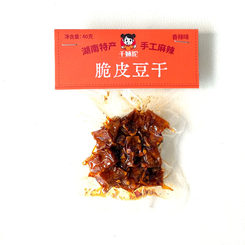 湖南特产麻辣手工零食小吃千妹坨酱香豆干爆汁豆条三角干脆皮豆干 - 图3