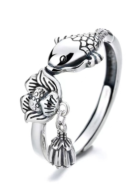如鱼得水戒指开口女银锦鲤食指环个性古典简约饰品新年礼物