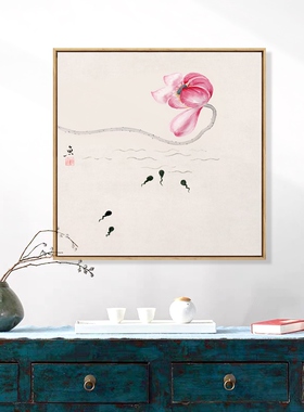 水墨画茶室 新中式禅意水墨画画挂画 壁画玄关装饰画荷花小品定做