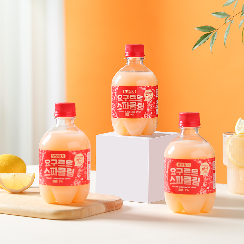 FINUTE趣莱福同款啵啵元气韩国乳酸菌碳酸饮料380ML *12商超款 - 图0