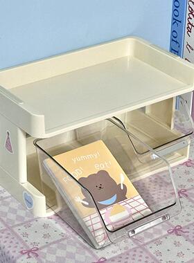 宿舍桌面收纳架大学生多层办公桌工位置物架化妆品收纳盒寝室书桌
