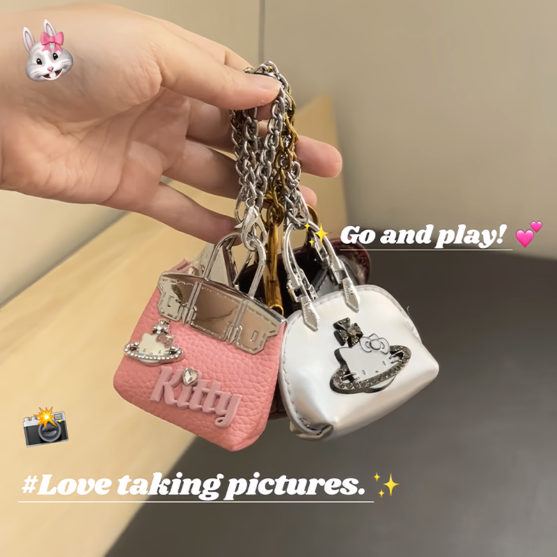 哈喽kitty包包挂件可爱迷你包挂饰精致金属链条手提包钥匙扣装饰,淘宝优惠券,粉丝福利购,淘宝优惠卷