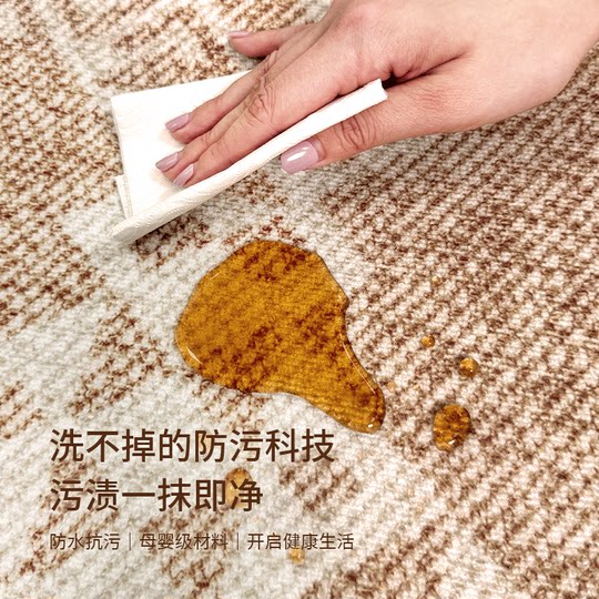 Medieval style bedroom bedside carpet no-wash and wipeable floor mat