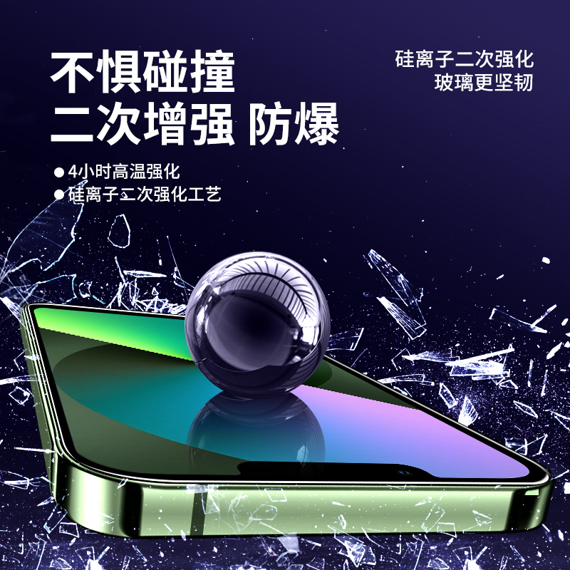 适用苹果13钢化膜磨砂iphone13ProMax手机膜mini全屏覆盖ipone十三全包13max游戏por不沾指纹13迷你i保护贴膜 - 图3