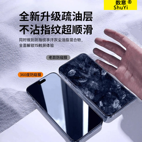 新360度防窥膜适用苹果14promax钢化膜iPhone15pro防窥13全屏防尘16pm手机贴膜11/12防偷窥膜16Pro防摔防指纹 - 图1
