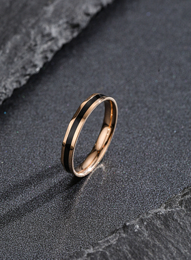 日韩风钛钢小众设计字母情侣对戒