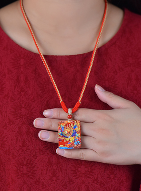 朱砂凤凰吊坠本命年护身符