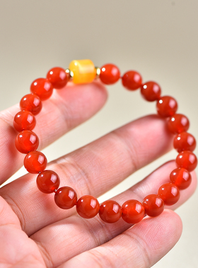 天然水晶虎眼石红玛瑙本命年手链