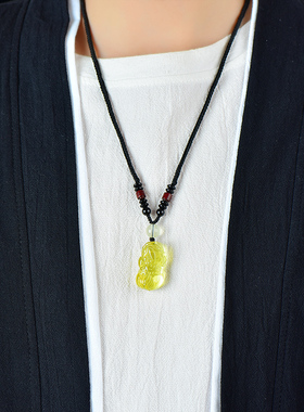 黄水晶貔貅吊坠黄色金貔犰项链