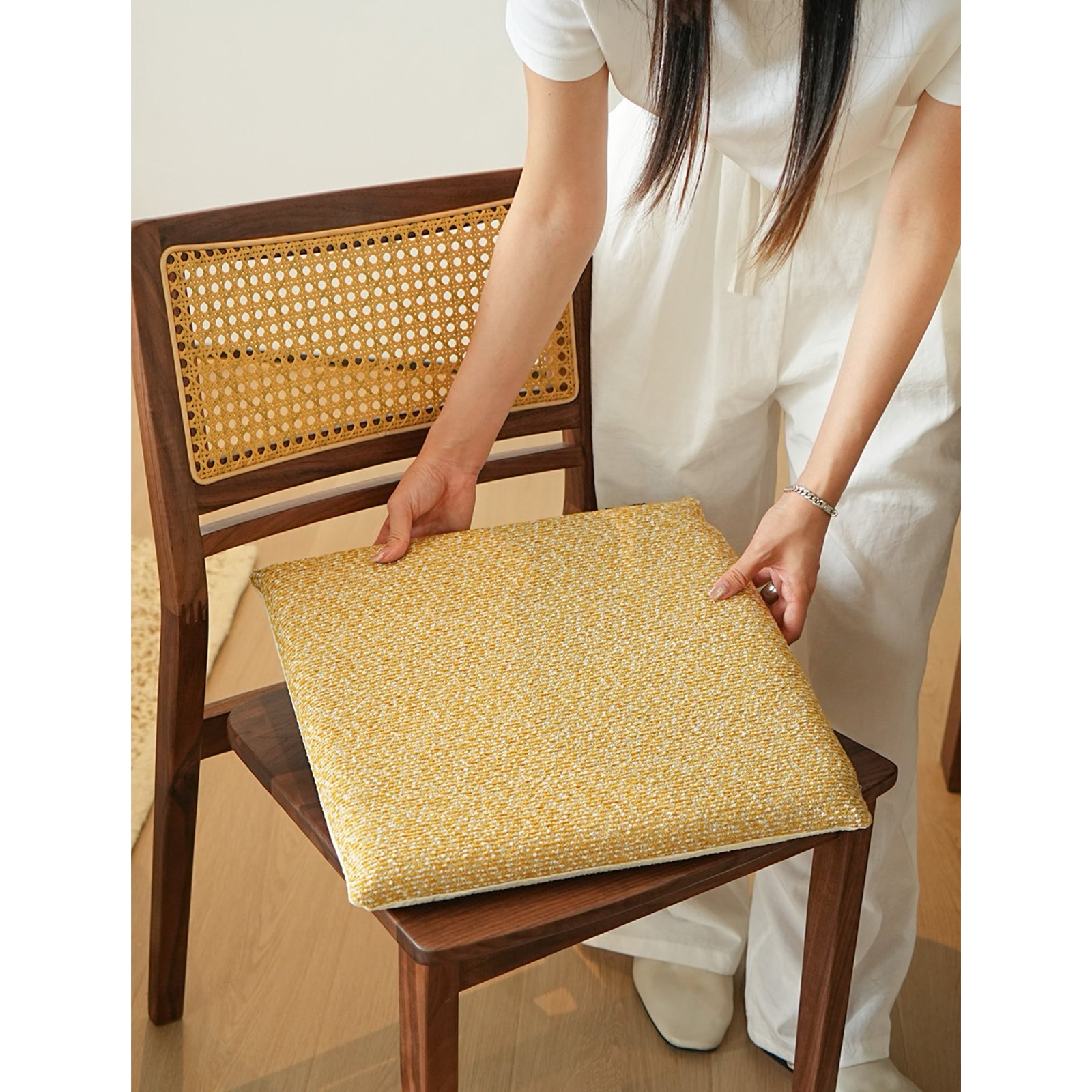 Pastoral style dining chair cushions removable