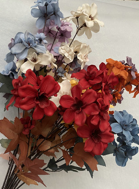 磨毛布高枝苍兰壁挂假花蝴蝶兰仿真花家居商场装饰人造花摆件