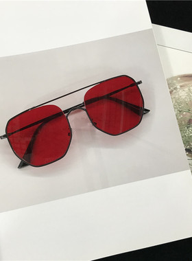 明星同款眼镜复古大框方形文艺女金属多边形墨镜不规则墨镜男