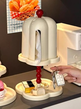 钥匙收纳玄关摆件桌面置物架客厅纸巾盒2024新款抽纸盒多层收纳架