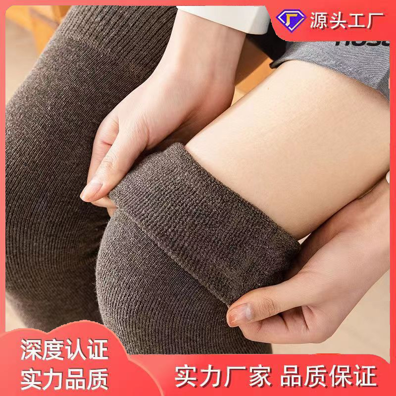ins风长筒护膝女加绒加厚毛圈秋冬季保暖过膝护关节老寒腿加长款 - 图1