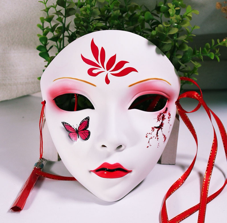 【万物有灵】中国古风手绘面具舞会装扮汉服配饰圣诞节女面罩礼品_虎窝淘