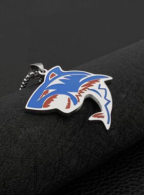 潮男女潮牌鲨鱼嘻哈个性钛钢项链