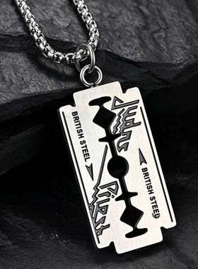 潮牌HIPHOP剃须刀片项链钛钢