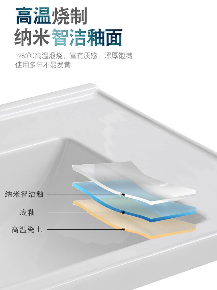 44宽洗脸盆洗手台盆小户型长盆洗漱池半嵌入式台上一体陶瓷盆单盆 - 图1